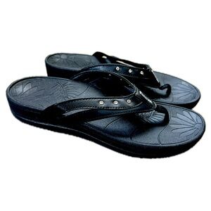 HAOLIRA Womens Arch Support Flip Flops Black with Rhinestones Size EU 41 US 9